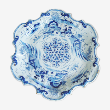 Assiette décorative Delft ancienne bleu et blanc avec motifs chinois