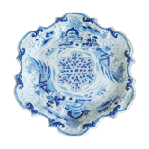 Old blue and white Delft decorative plate with Chinese motifs