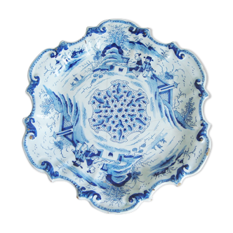 Assiette décorative Delft ancienne bleu et blanc avec motifs chinois