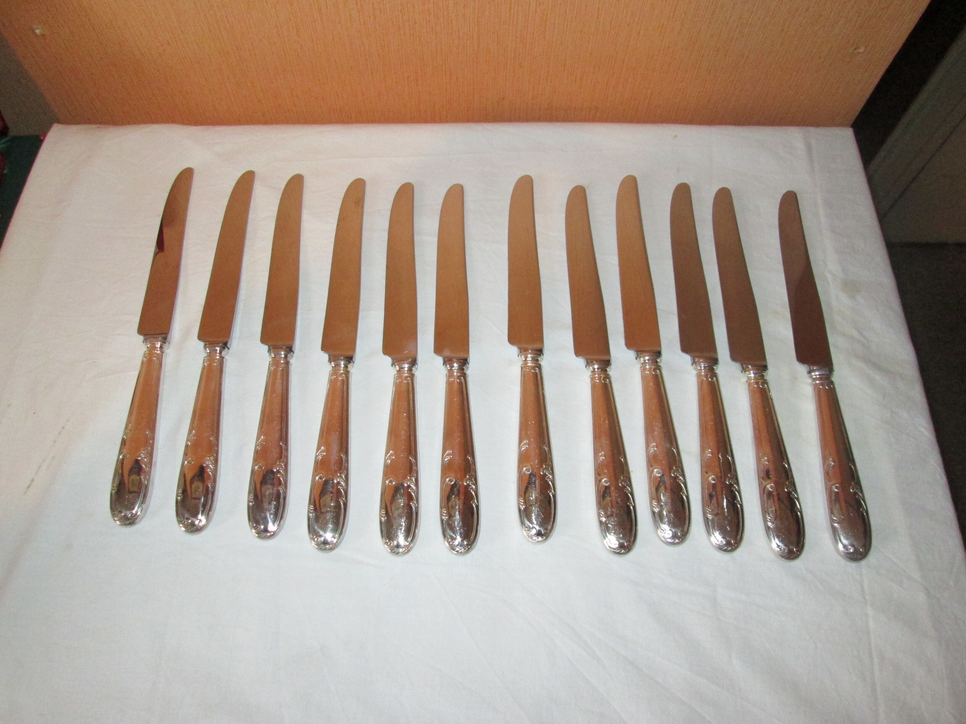 12 silver metal knives