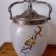 frosted glass cookie bucket with Japanese decoration. Art Nouveau