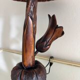 Floral carved wood lamp from the 60s