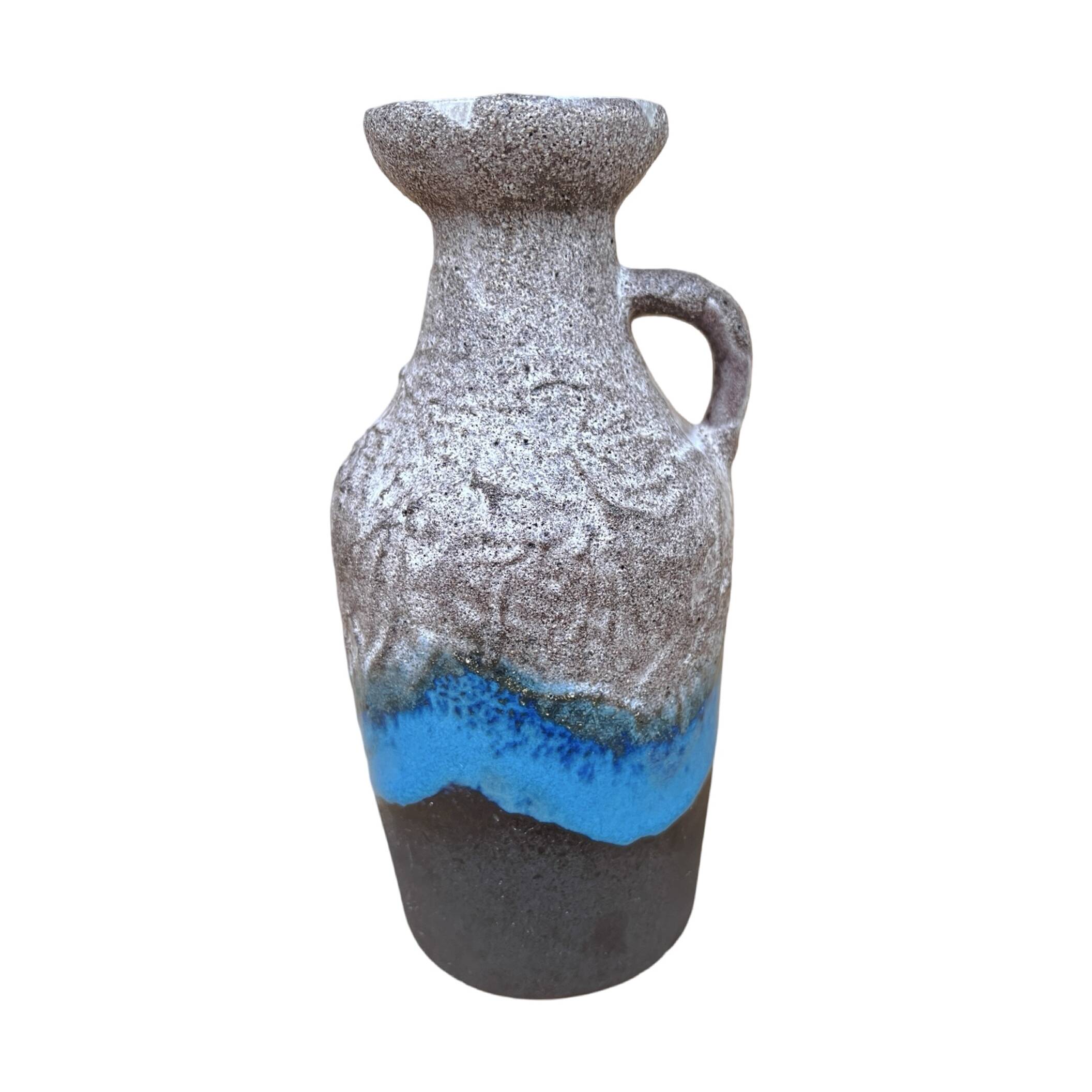 Ceramic vase with handle, fat lava, Strehla Keramik, Germany, 1970s.