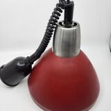 Vintage 1950s Red Metal Industrial Pendant Light