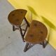 Set vintage french wooden peasant stools, from the 1970