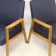 Pair of Scandinavian armchairs 60s restored deep blue gloved fabric.