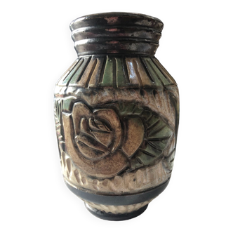 Vase en grès Losson décor de rose