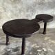 Large coffee table, minimalist tripod side table in solid teak with double.