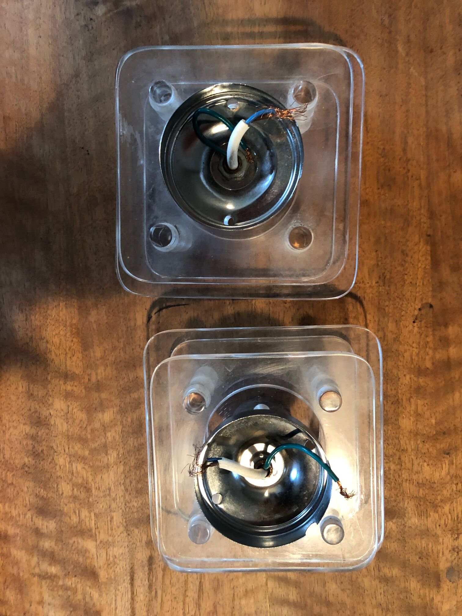 Lamps / chrome and plexiglass appliques