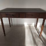 wooden desk, green leather top