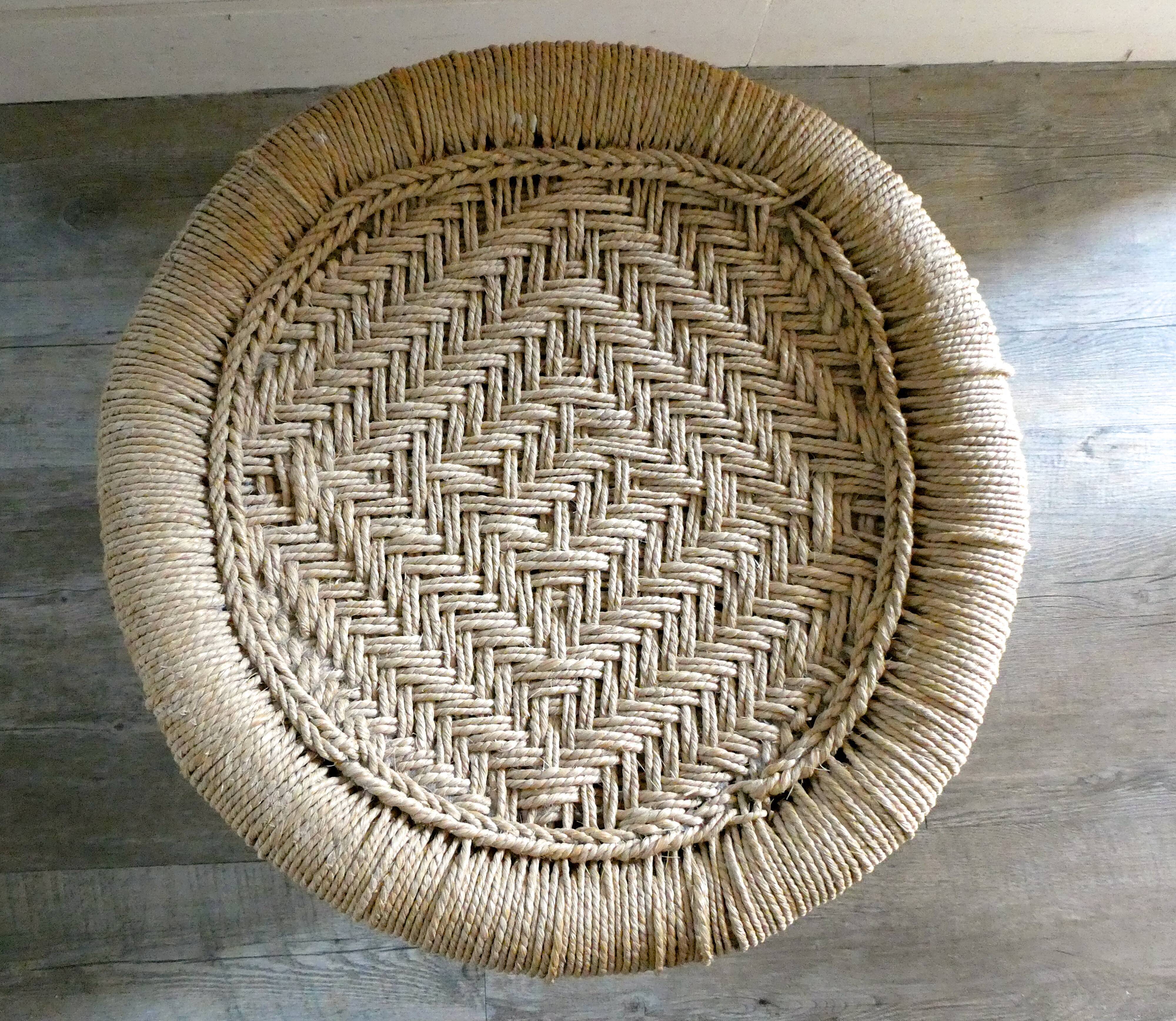 Tabouret en rotin et corde des années 70