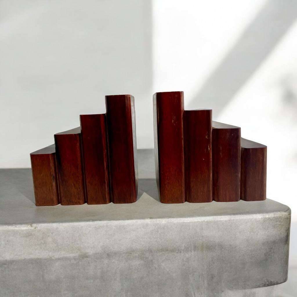 Vintage wooden bookends / book stand / decor