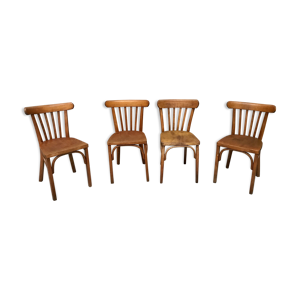 Série de 4 chaises en bois bistrot