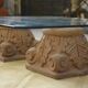 1960s stone and glass pedestal coffee table