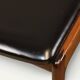 Set of 4 vintage teak and black faux leather chairs – 1960s