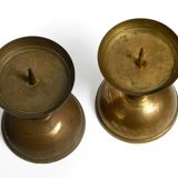 4 rare large heavy Mid Century brass candlesticks from a Bavarian church