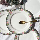 4 Digoin opaque porcelain plates with floral pattern "3984"