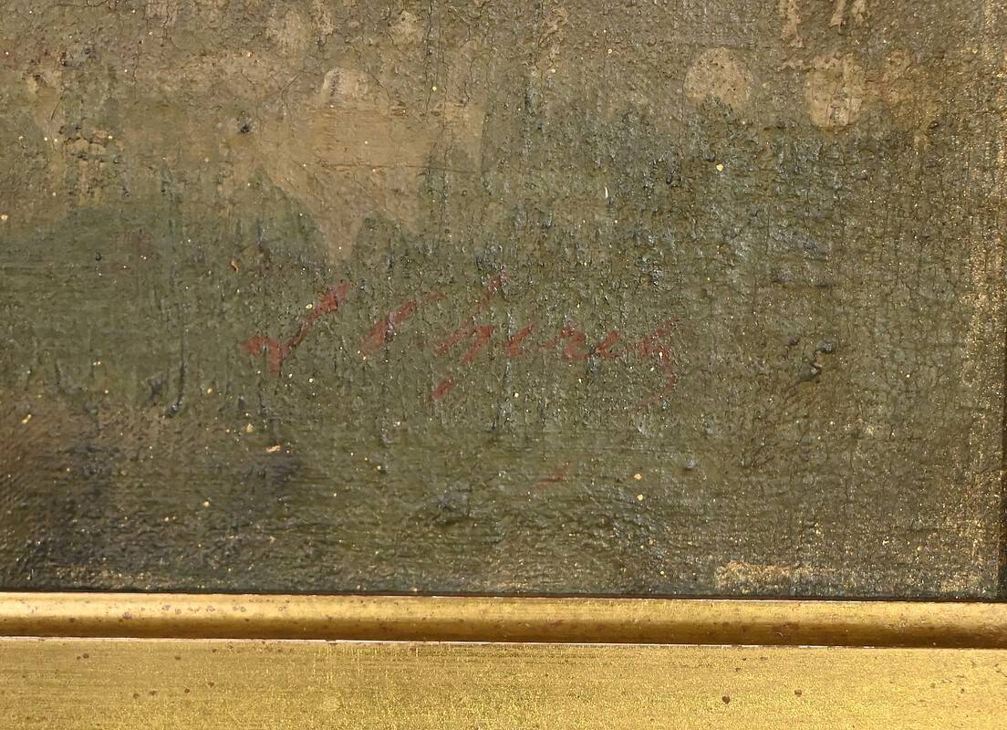 Oil on canvas, signed Cheret – Mid 19th century
