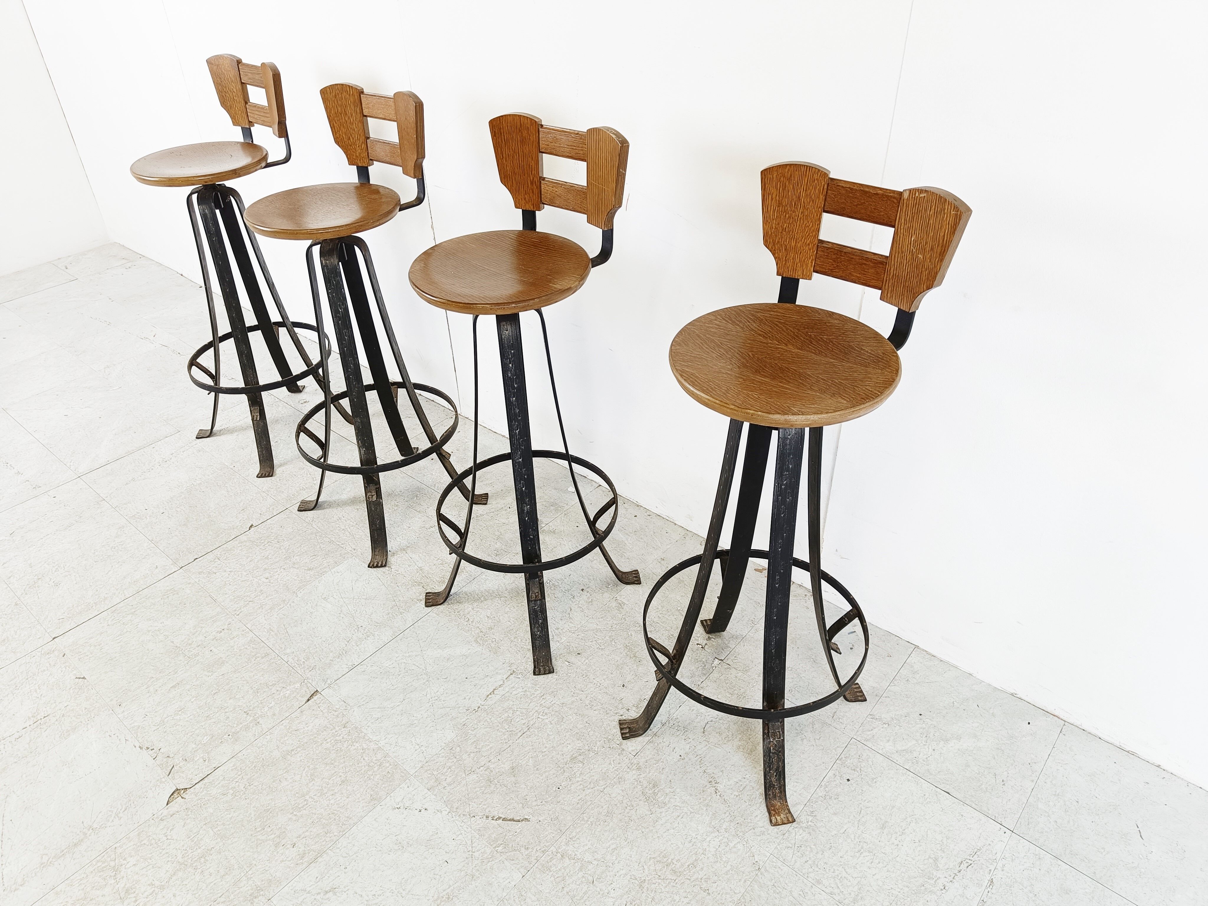 Vintage brutalist bar stools, 1970s