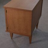 Brutalist bedside table in oak and oak veneer, 1950s