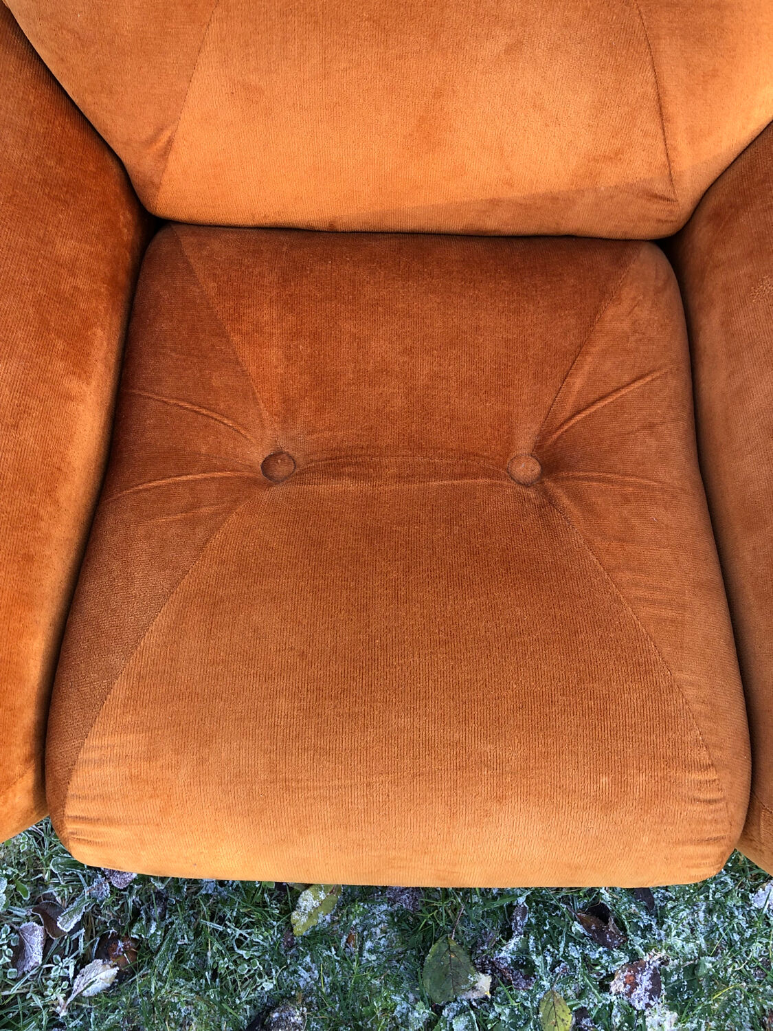 Orange velvet armchair