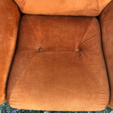 Orange velvet armchair
