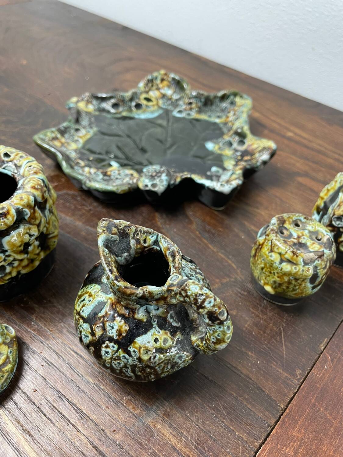 Vallauris fat lava ceramic condiment set