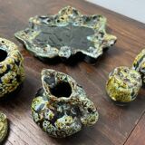Vallauris fat lava ceramic condiment set