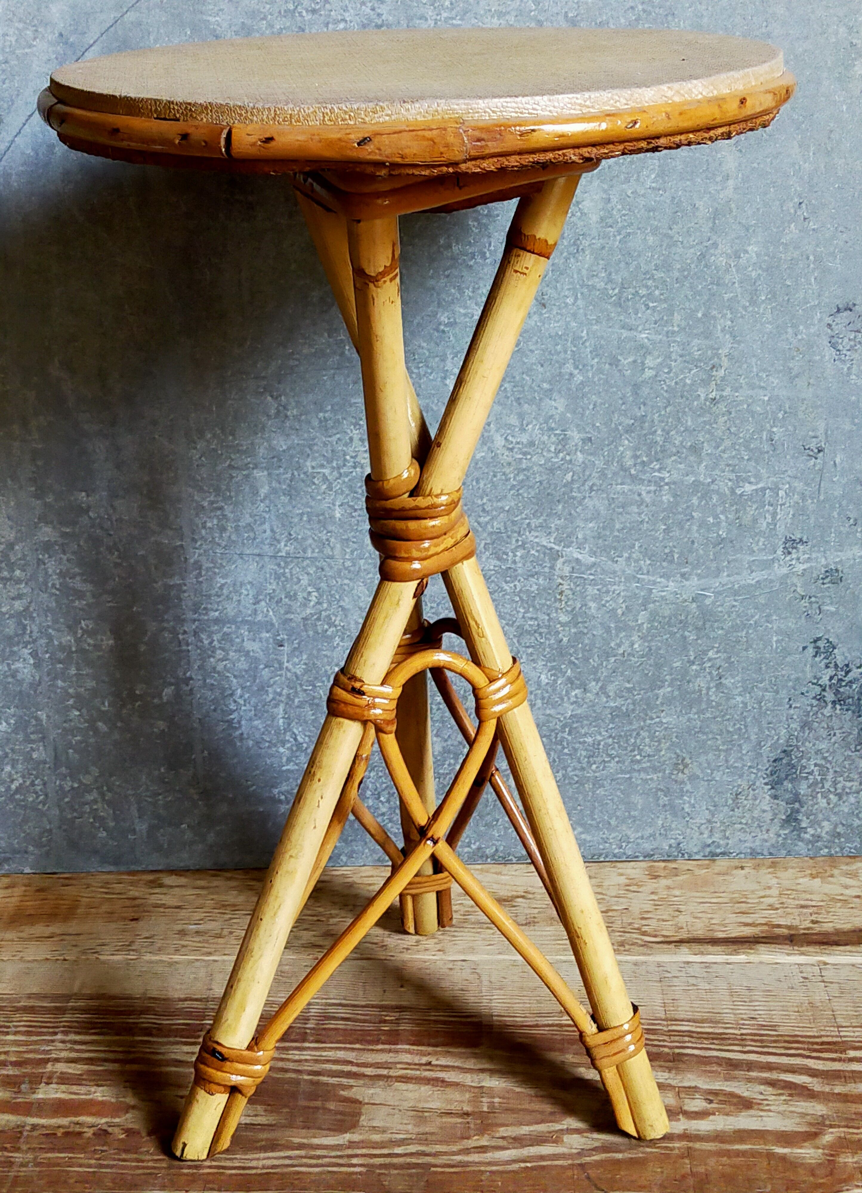Rattan tripod plant holder harness 50s