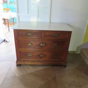 Louis Philippe style chest of drawers with 4 drawers in solid walnut and marble, 1900-1950.