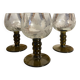 3 two-tone stemmed glasses with olive green stems