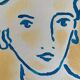 Signed painting in Chinese ink and pastel, “art deco” female portrait