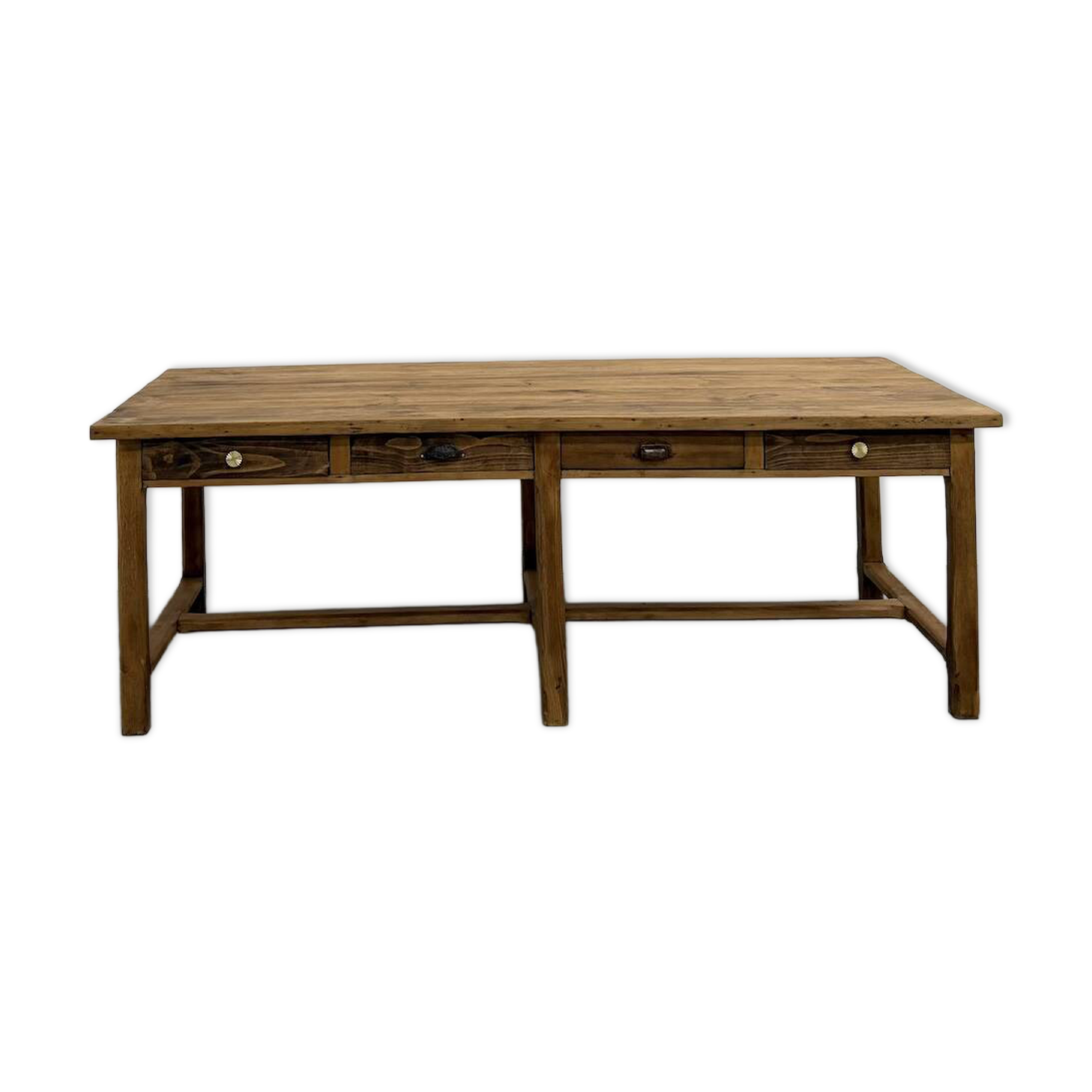 Table de Ferme "Meuble de Métier" en Pin – 8 Tiroirs (L221 cm)