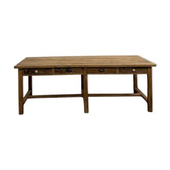 Farm Table "Craftsman Furniture" in Pine – 8 Drawers (L221 cm)