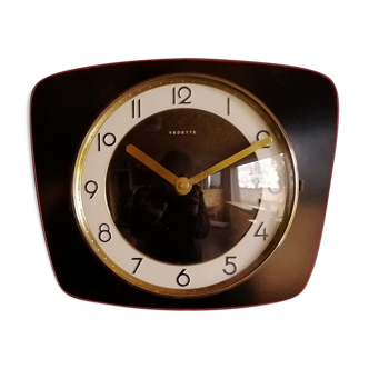 Horloge formica vintage pendule murale silencieuse "Vedette noir"