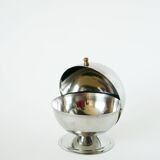 stainless steel sugar bowl, gold knob, 1970