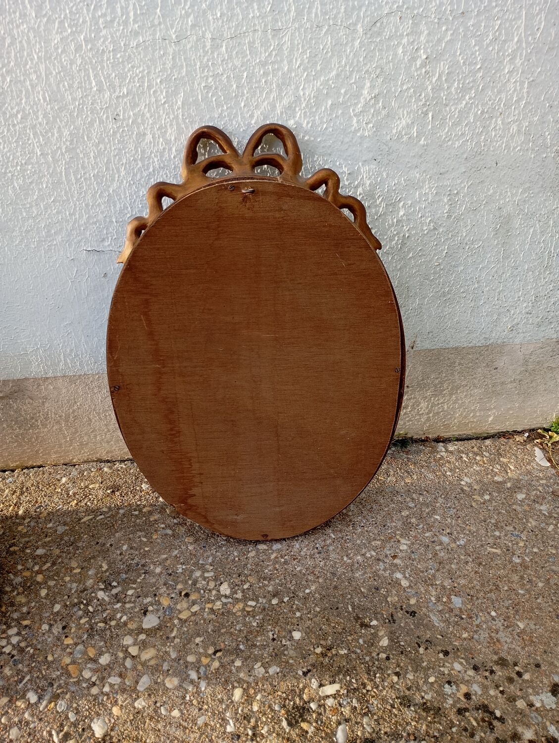Vintage Louis XVI style oval gold mirror / bow