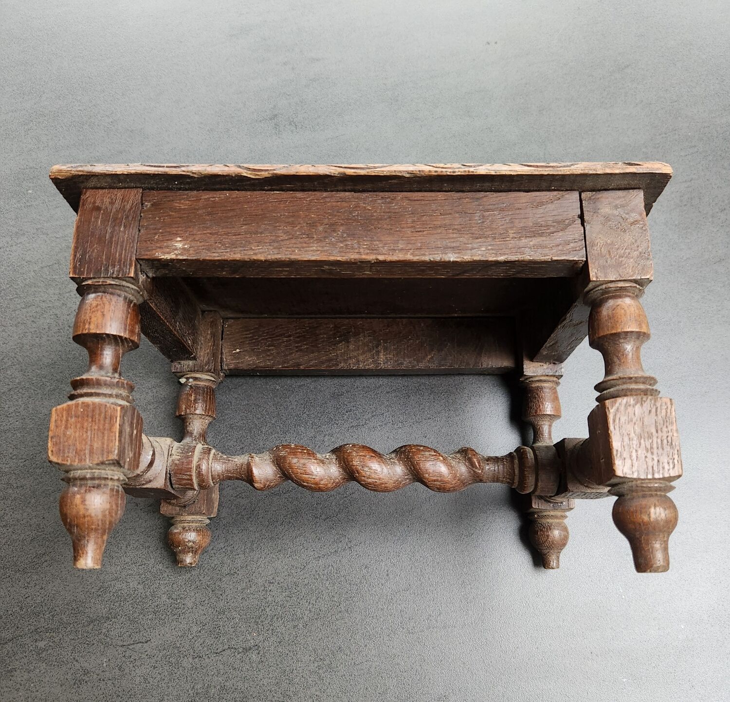 Bench, antique wooden footrest