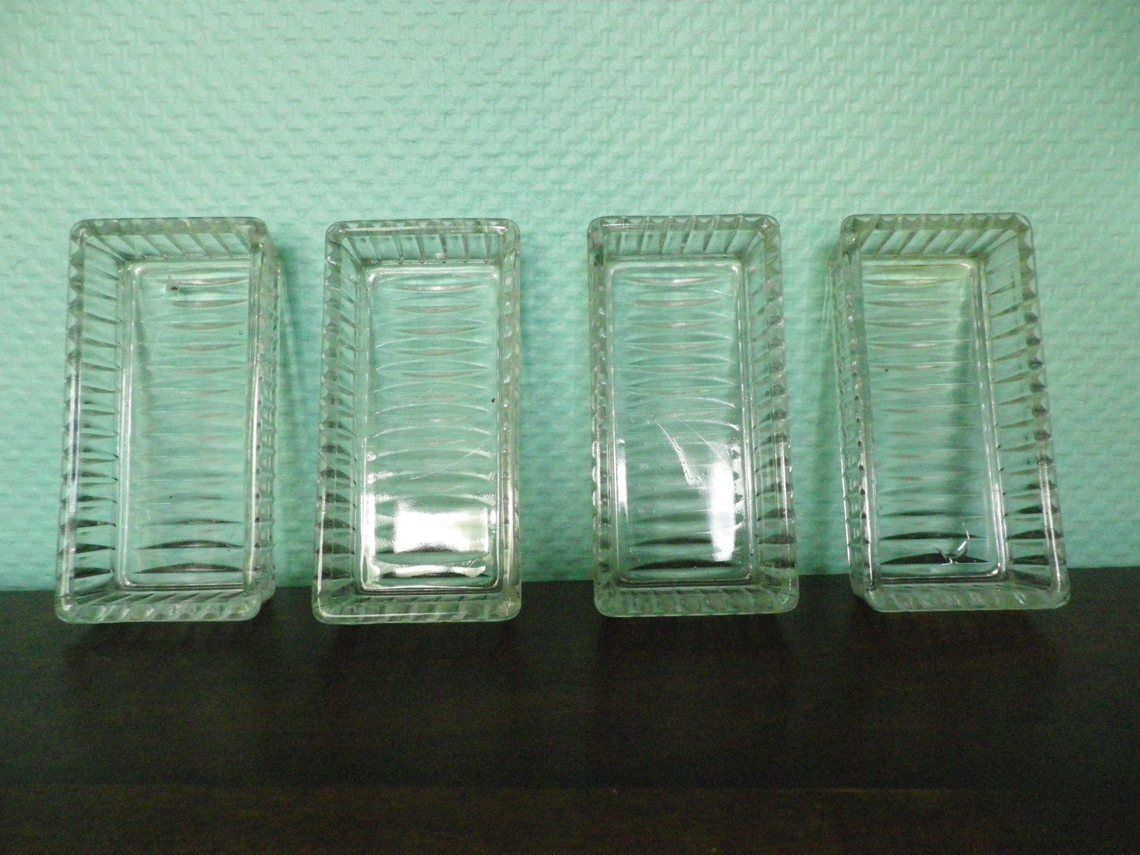 Old Art Deco Servant - 4 glass ravines - Mirror and wood - Year 1950