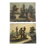 Lot of 2 old oils on canvas