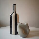 Handmade glazed ceramic vase, graphic design