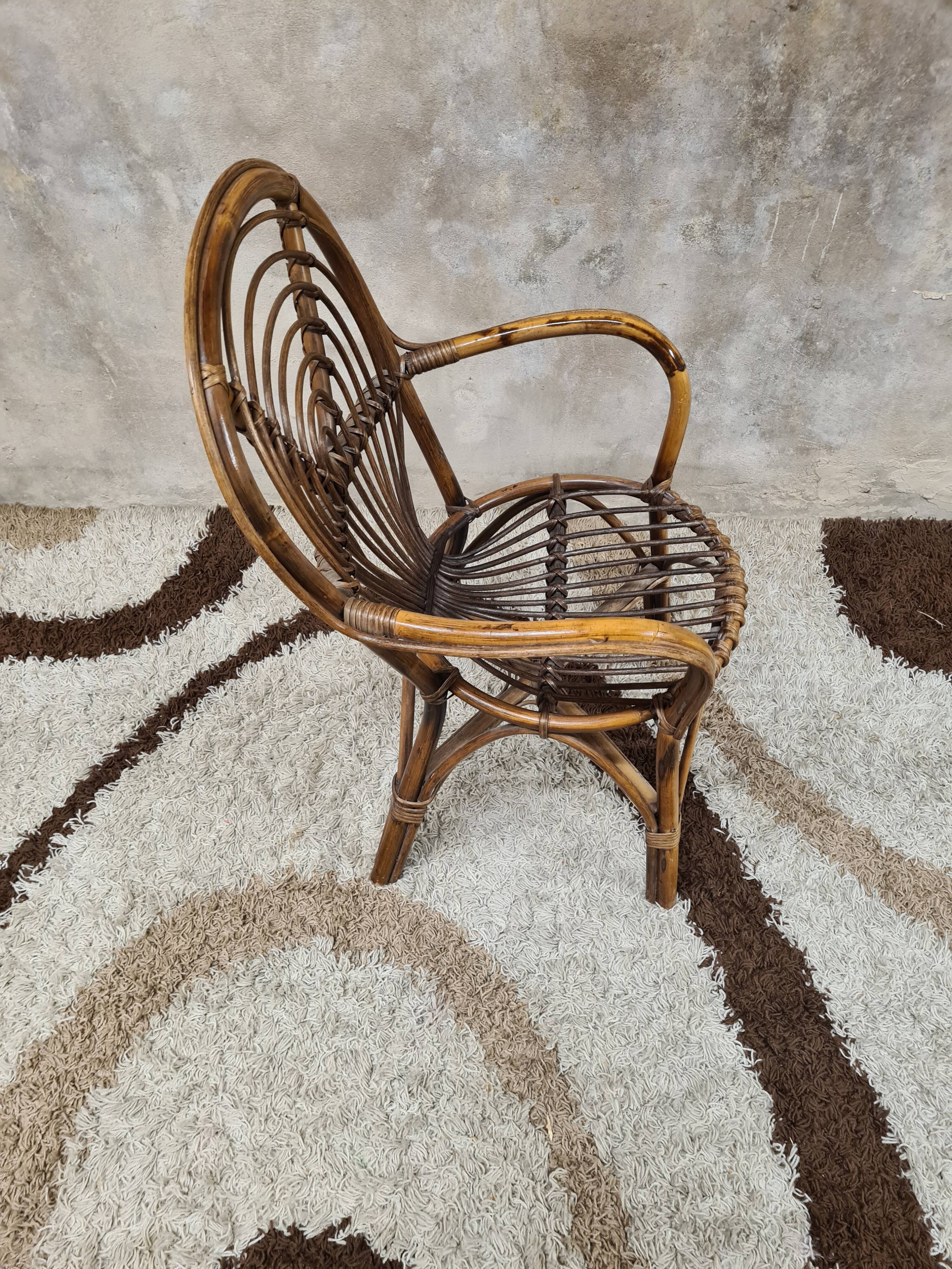 Vintage bamboo rattan armchair