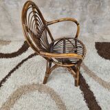Vintage bamboo rattan armchair