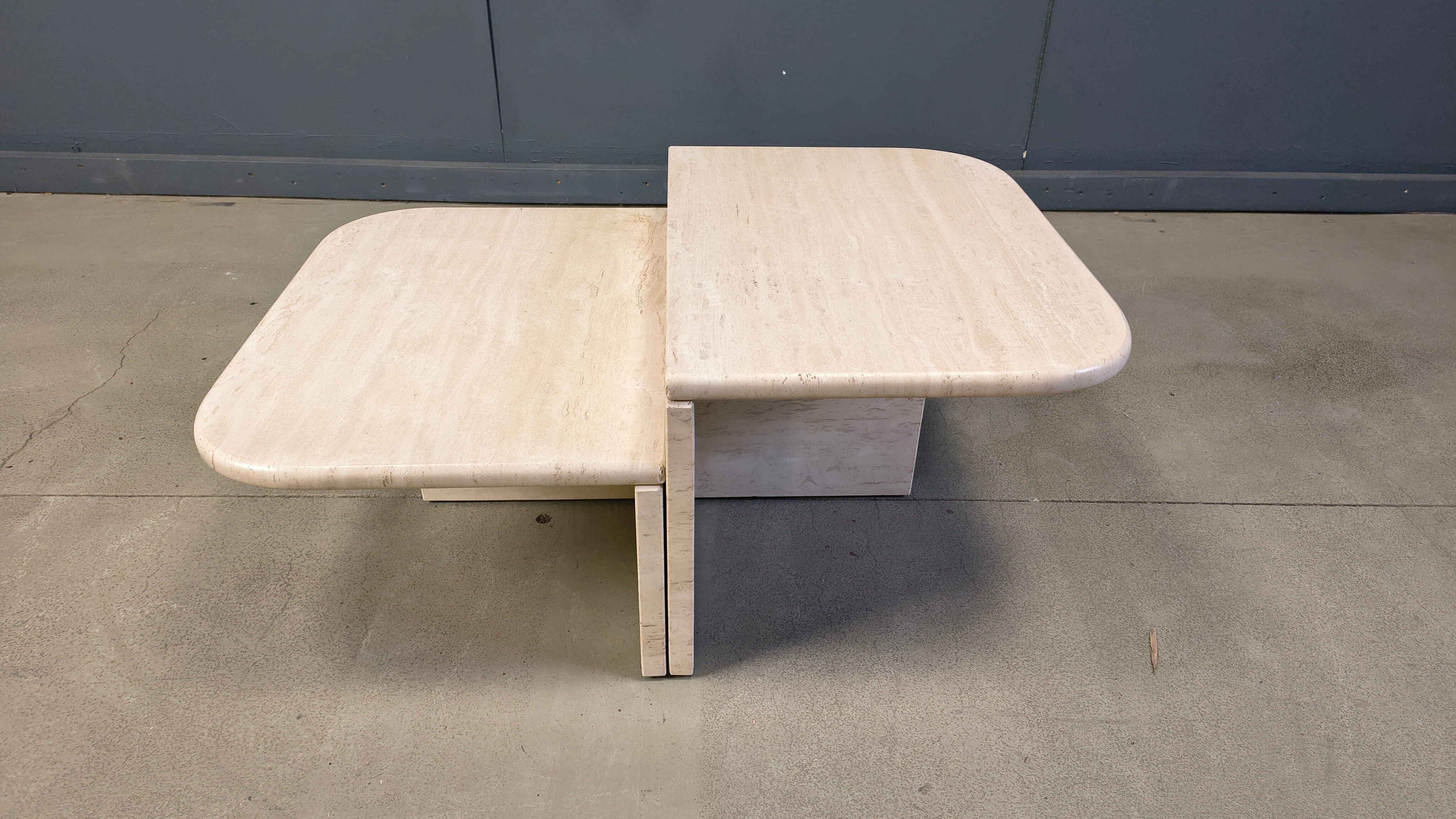 Pair of vintage travertine coffee tables or side tables, 1970s