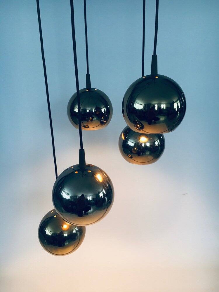 Golden Cascade 5-Ball Ceiling Lamp, Italy, 1980s