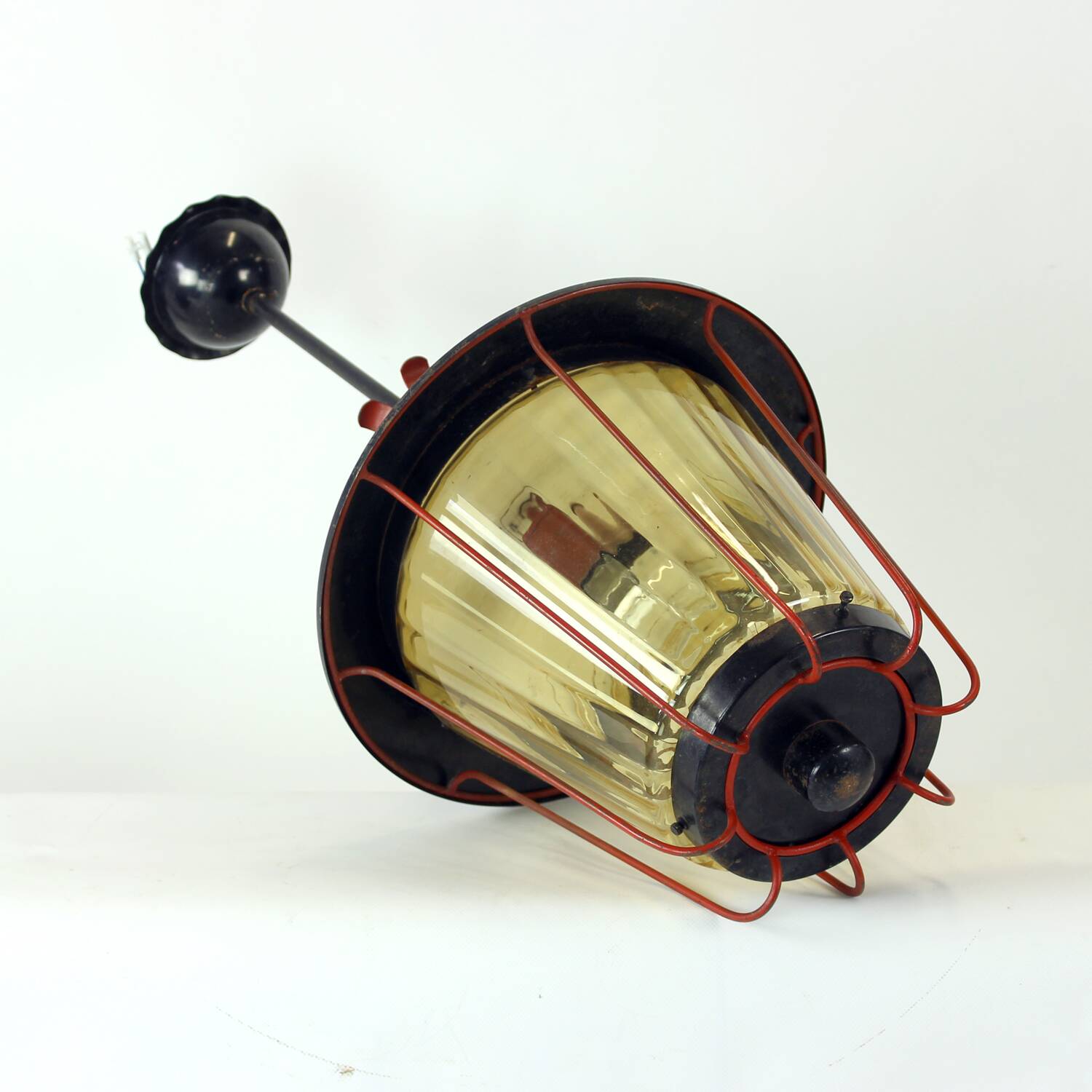 Vintage Ceiling Pendant Railway Light, Czechoslovakia 1940s
