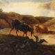 Old painting signed by Christian Georg Schütz I, landscape from the 1700s.
