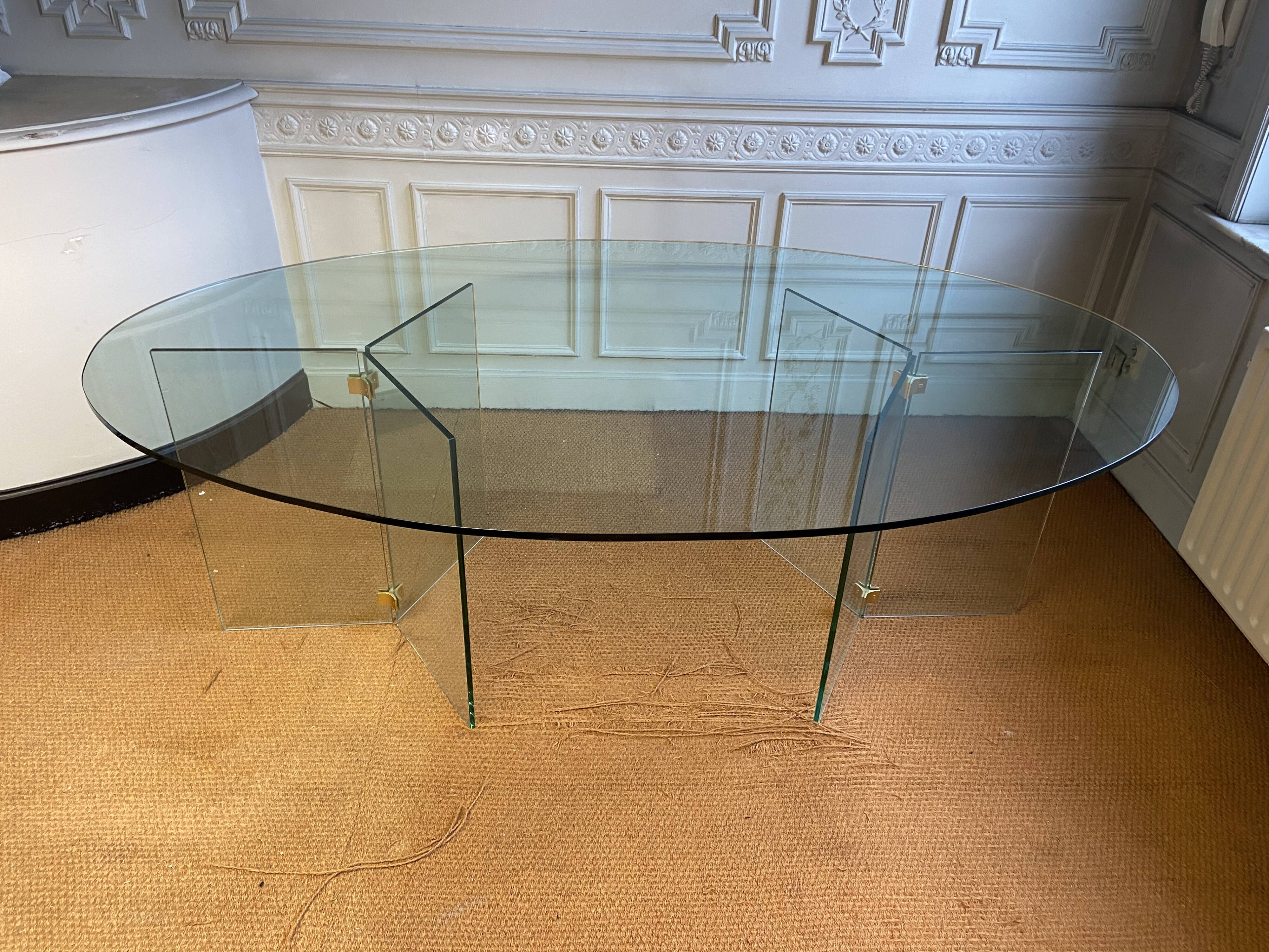 Table basse vintage chromée et verre fumé