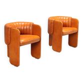 Poltrona Frau Dinette armchairs in leather, Italian design from the 1970s.