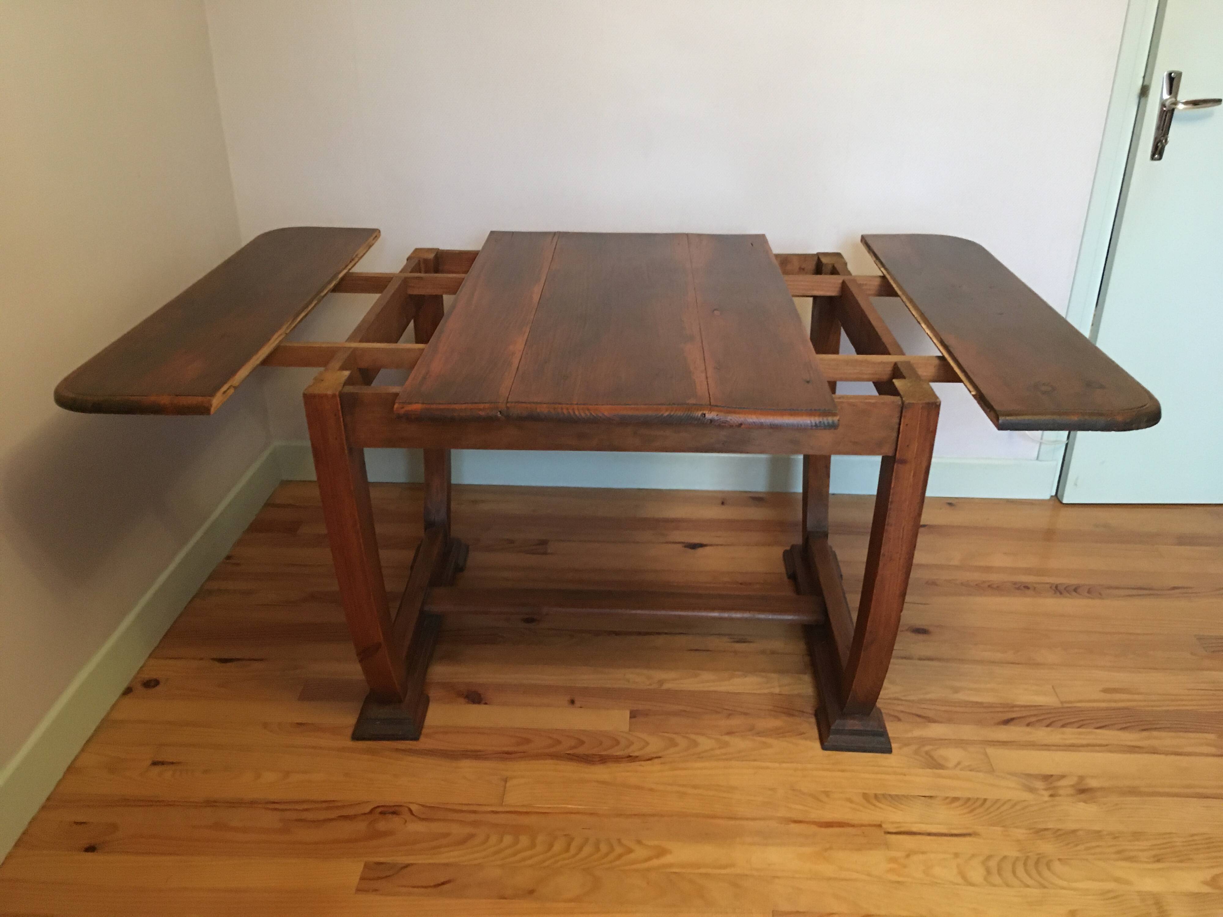 Art Deco extendable desk table with U-shaped base
